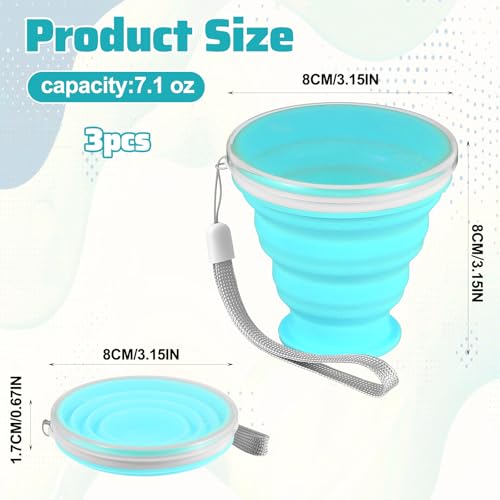 3 Pack Collapsible Cups for Traveling,Collapsible Travel Cup,Portable Reusable Silicone Drinking Folding Cup Set with Lid for Outdoor Adventures,Camping, Hiking, and Daily Use