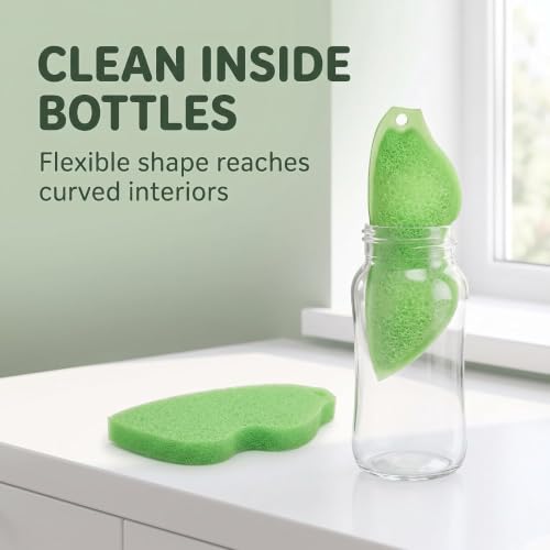 Multipurpose Bean-Shaped Cleaning Sponges Set - Heat Resistant Bottle & Container Scrubbers