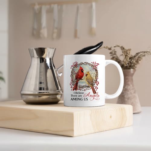 I Believe There Are Angels Among Us Ceramic Mug - White 11oz Cardinal Coffee Cup