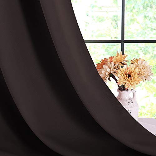 NICETOWN Thermal Insulated Blackout Curtain Panels - Toffee Brown, 42x40 inches, 2 Pack