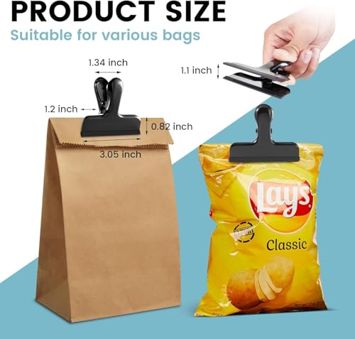 HOUSE AGAIN 6 Pack Heavy Duty Silicone Covered Chip Bag Clips - 3 Inch, Color Coded, Safe Edges for Kitchen & Office
