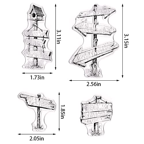 Hying Clear Fingerpost & Wooden Sign Rubber Stamps for Crafts