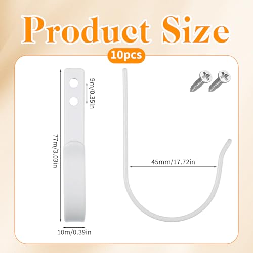 10-Pack Heavy Duty White Wall Hooks - Rust-Resistant Aluminum
