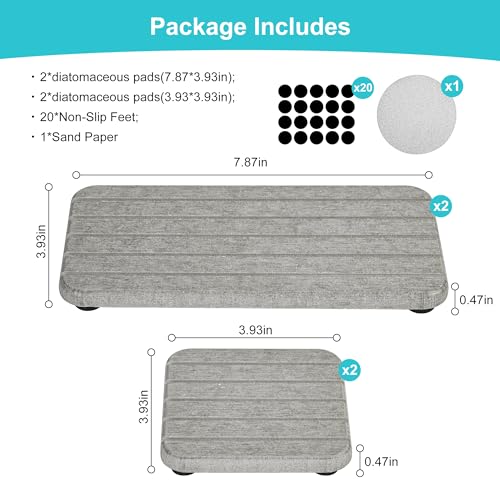 4-Piece Diatomaceous Earth Drying Tray Set - Instant Water Absorbing Mat