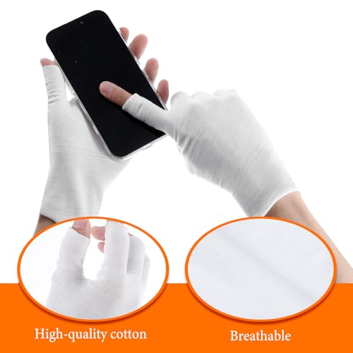 TIESOME Fingerless Cotton Gloves for Dry Hands & Eczema - 5 Pairs