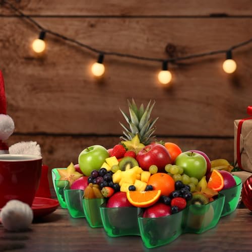 Christmas Tree Shaped Plastic Serving Platters Set - Green, 2 Pack