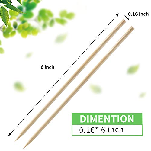 6-Inch Bamboo Skewers - 100 Pack for BBQ & Appetizers