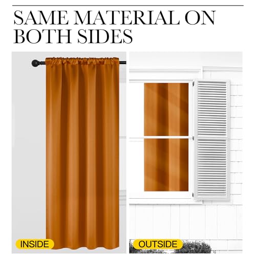 NICETOWN Room Darkening Satin Curtains - 42" x 36" - 2 Panels, Orange