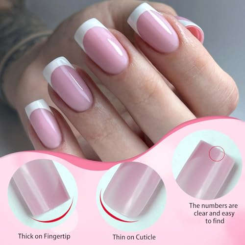 LoveOurHome Medium Square French Tip Press On Nails Kit