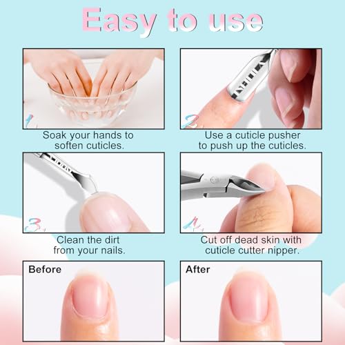 NXJ INFILILA 2Pcs Stainless Steel Cuticle Pusher and Cutter Tool Kit