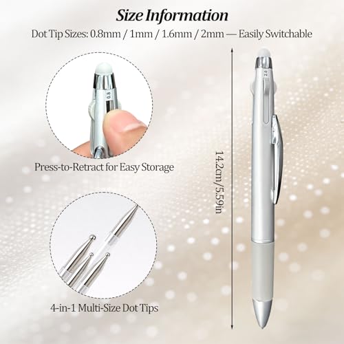 4-in-1 Nail Art Dotting Pen with Size-Marked Tips and Pressing Head