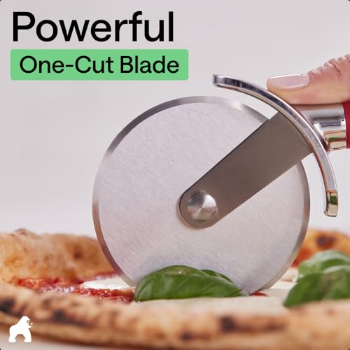 Gorilla Grip Red Stainless Steel Large Pizza Cutter Wheel - 3.5" x 9"