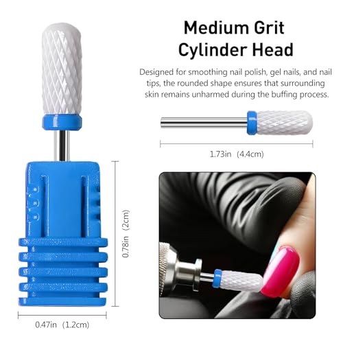 Kootinn 4 Pcs Ceramic Nail Drill Bits Set 3/32 Inch Professional Manicure Pedicure Cuticle Gel Removal Tool