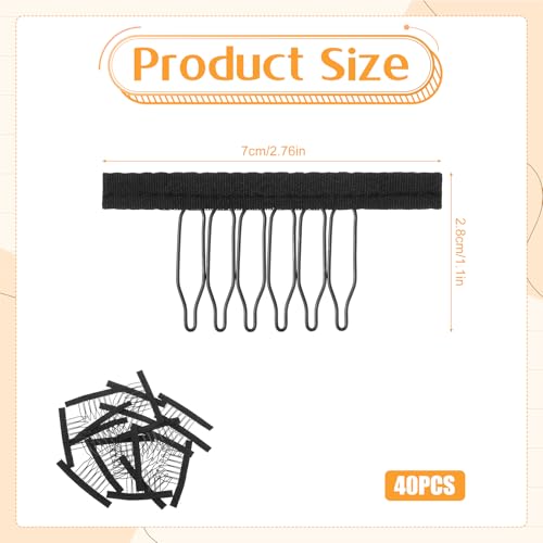 Alrhso 40 Pcs Metal Wig Clips with Cloth Edge 6 Teeth for Hairpieces