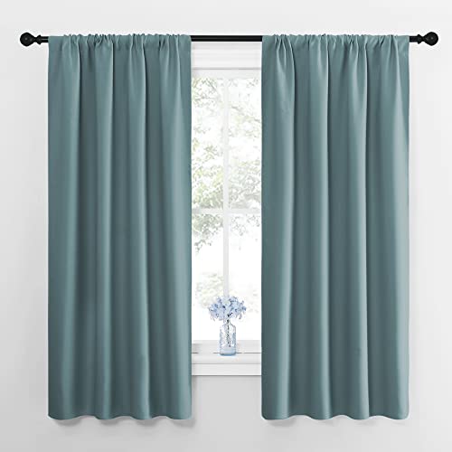NICETOWN Greyish Blue Blackout Curtains 42" x 63" - 2 Panel Set