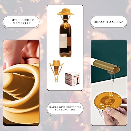 Lestp Cowboy Hat Wine Stopper - Cute Silicone Bottle Preserver