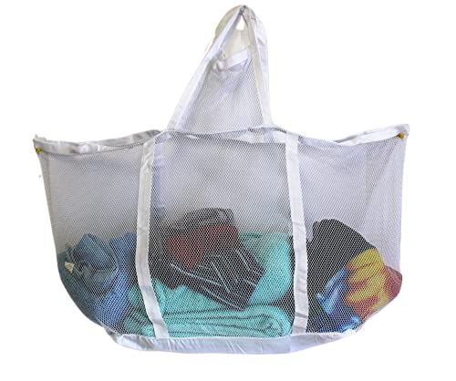 Large Soft Nylon Mesh Laundry Basket - Collapsible Hamper with Carry Handles