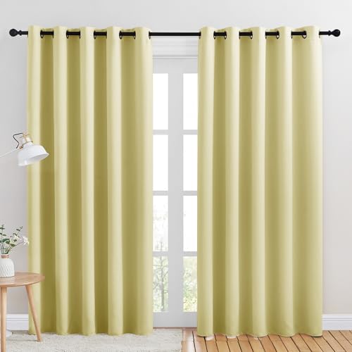 NICETOWN Blackout Curtains, Paler Yellow 70x84 Inch Grommet Drapes, Set of 2