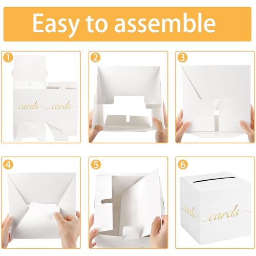 Gold Foil White Card Box for Weddings & Parties - 7.9"