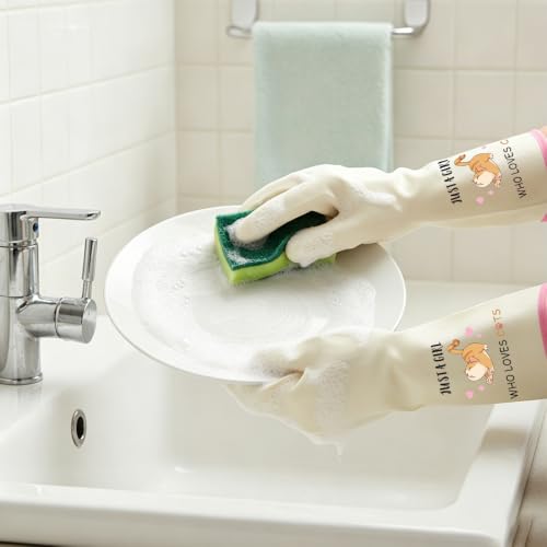 Pink Cat Lover Rubber Cleaning Reusable Gloves - Housewarming Gift