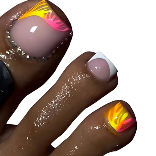Press on Toenails with Designs and Charms Acrylic False Toe Nails JZ065