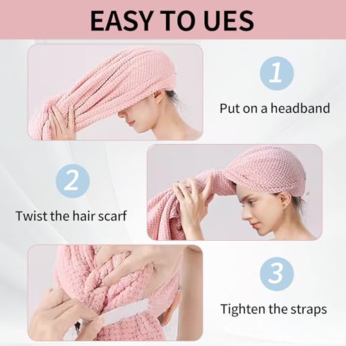 DAWZMR Extra Large Microfiber Hair Towel Wrap - 2 Pack
