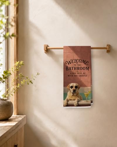 Labrador Funny Hand Towels - 16x24 Inch Rustic Dog Decor