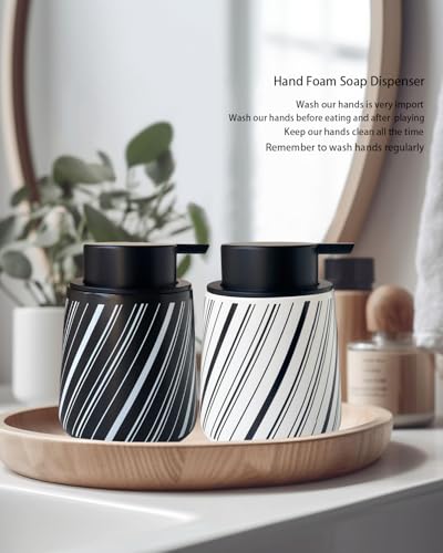 UNBONSOUHAIT Ceramic Foam Soap Dispenser, 12oz Refillable White Bottle