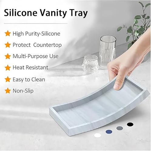 DTCSWACN White Marble Bathroom Vanity Tray 11.8 x 5 Inches for Sink & Countertop