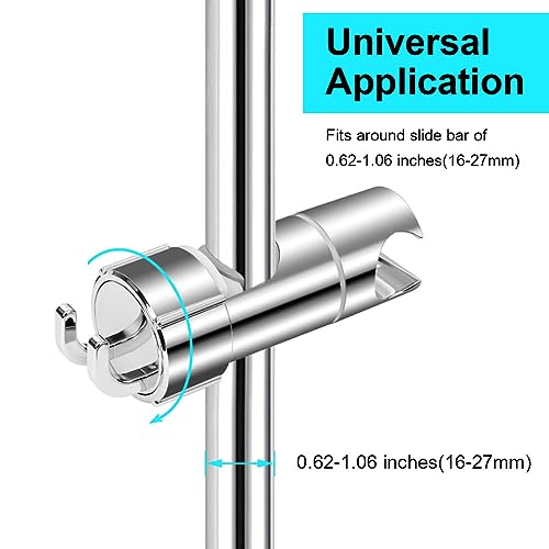 OSDUE White Adjustable Shower Head Holder - 360° Rotating Chrome Clamp