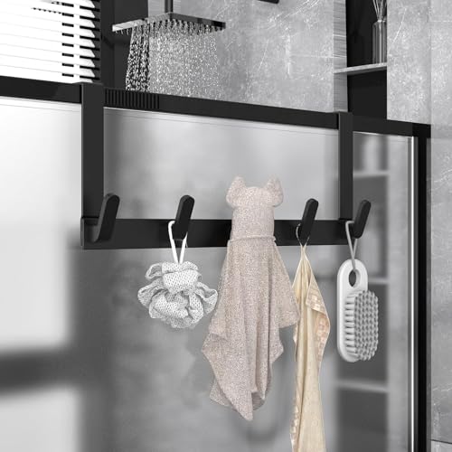 Heavy Duty Over Door Hooks Hanger for Coats & Towels - Black