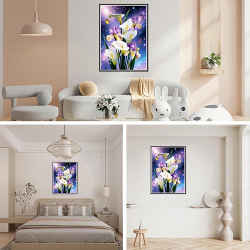 NebuIuxe Calla Lily and Iris Galaxy 5D Diamond Painting Kit 12x16