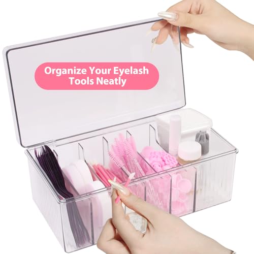 LynxLink Acrylic Lash Extension Organizer - 6-Compartment Storage Case, 1 PCS