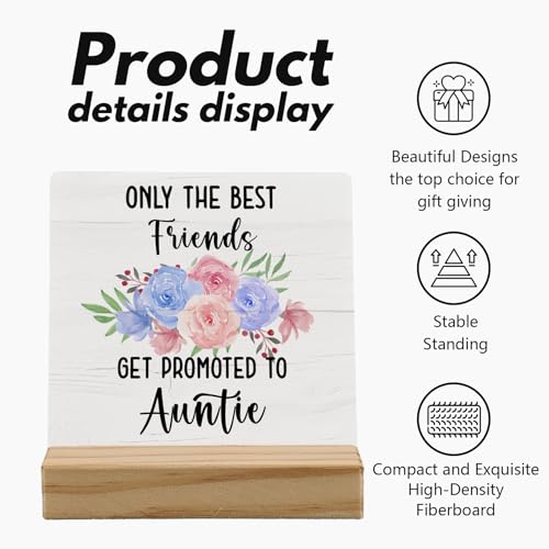 Auntie Gifts Wooden Desk Decor Plaque | 4x4 Inch Funny Sign