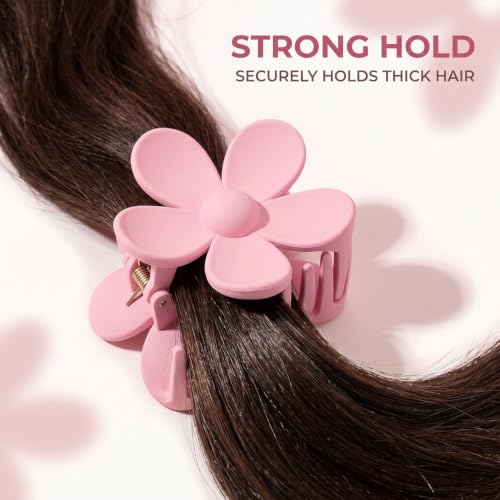 Pink Matte Flower Hair Claw Clip Non-Slip Hair Accessories