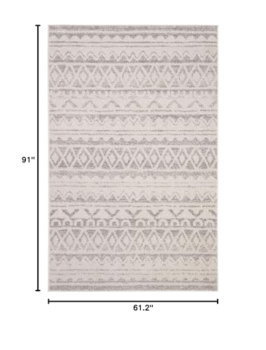 SAFAVIEH Adirondack Collection Area Rug - 5'1" x 7'6", Ivory & Grey, Moroccan Boho Distressed Design, Non-Shedding & Easy Care, Ideal for High Traffic Areas in Living Room, Bedroom (ADR119B)