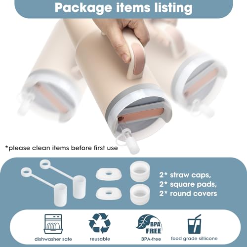 2 Set Spill Stopper for Stanley Cup 20 oz 30 oz 40 oz 64 oz, Leak Proof Accessory for Stanley Tumbler 2.0, Anti Leak Kit for Stanley Quencher (Clear, 2)