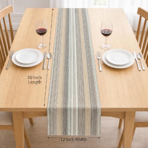 Multi Color Farmhouse Style PVC Table Runner 12x60 Inches - Rustic Country Decor