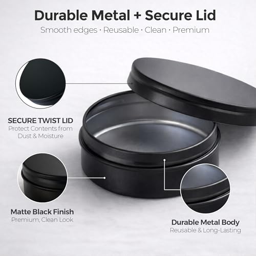 Mini Black Metal Tin Containers - 3 Pcs Portable Storage Set