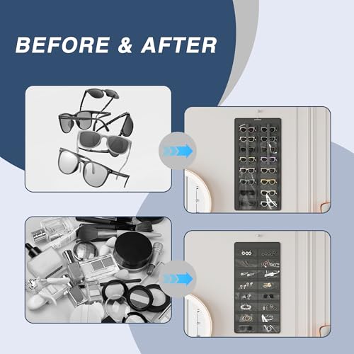 Dark Gray Hanging Sunglasses Organizer with 32 Slots