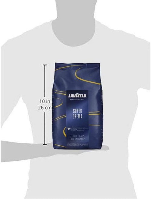 Lavazza Super Crema Whole Bean Coffee - Medium Espresso Roast, Arabica & Robusta Blend, 2.2 lb Bag (Pack of 2)