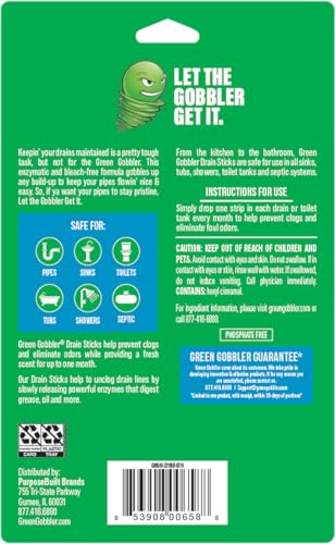 Green Gobbler Drain Cleaner & Deodorizer Sticks - 12 Pack Enzyme Treatment