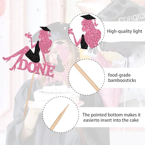 High Heel Graduation Cake Topper for Class of 2026 - Pink Glitter