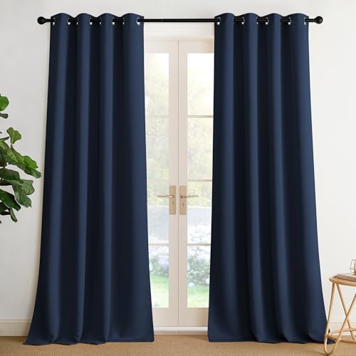 NICETOWN Navy Blue Thermal Blackout Curtains 95" - 2 Panels
