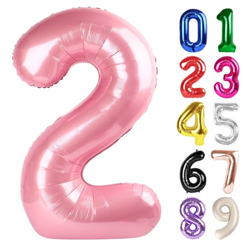 Pastel Pink Number 2 Balloon - 40 Inch Jumbo Birthday Decoration