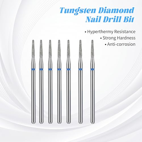 ADLABLD 6Pcs Cuticle Nail Drill Bits, 3/32" Needle Diamond Bits Set