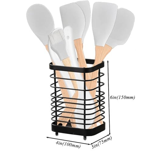 KEINEUX Black Large Silverware Utensil Holder - Kitchen Counter Organizer