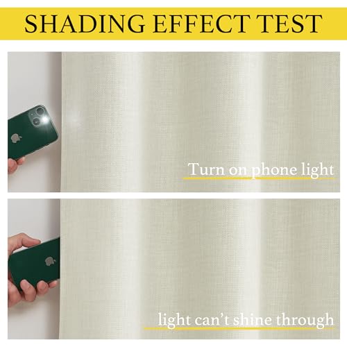 NICETOWN Faux Linen Blackout Curtains - 52" x 24" Short Window Panels, 2 Pk