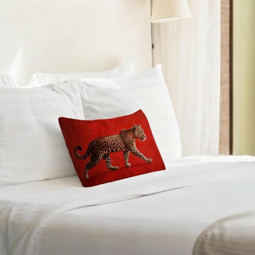 Red Cheetah Pillow Covers 12x20 | Trendy Leopard Print Decor