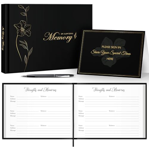 In Loving Memory Funeral Guest Book Set with Table Sign & Pen